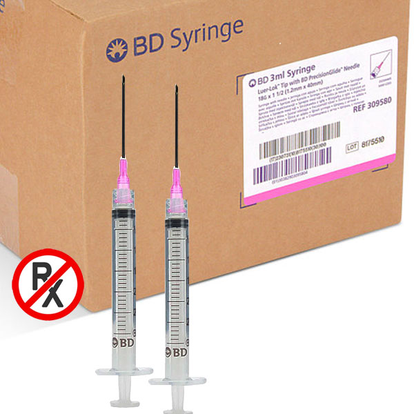 BD 3ml 18G x 1.5 Inch Luer Lock Syringe with removable Needle (50pk)