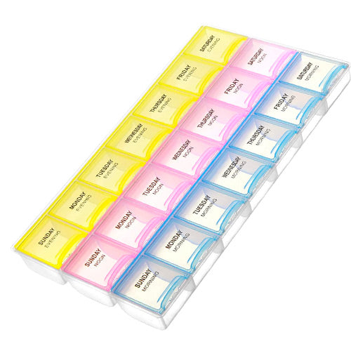 Weekly Pill Organizer 3 Times A Day - Large Pill Box 7 Day Medicine  Organizer Pill Case