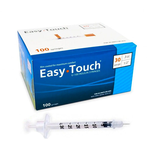 Easytouch .3mL (30 units) 30 Gauge Diabetic Syringe with 5/16" Needle (100 Syringe with Needle)