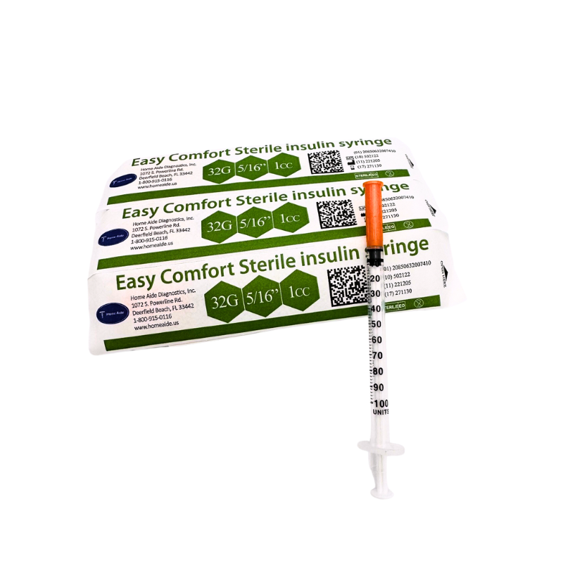 1cc, 32 Gauge x 5/16" Diabetic Syringe with attached Needle