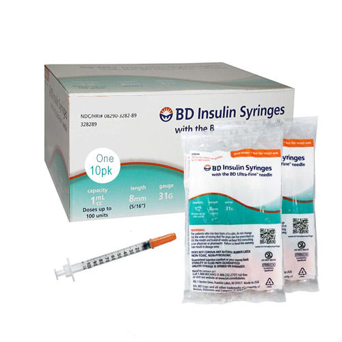 BD 1ml, 31 Gauge Ultra Fine Sterile Syringe with Needle