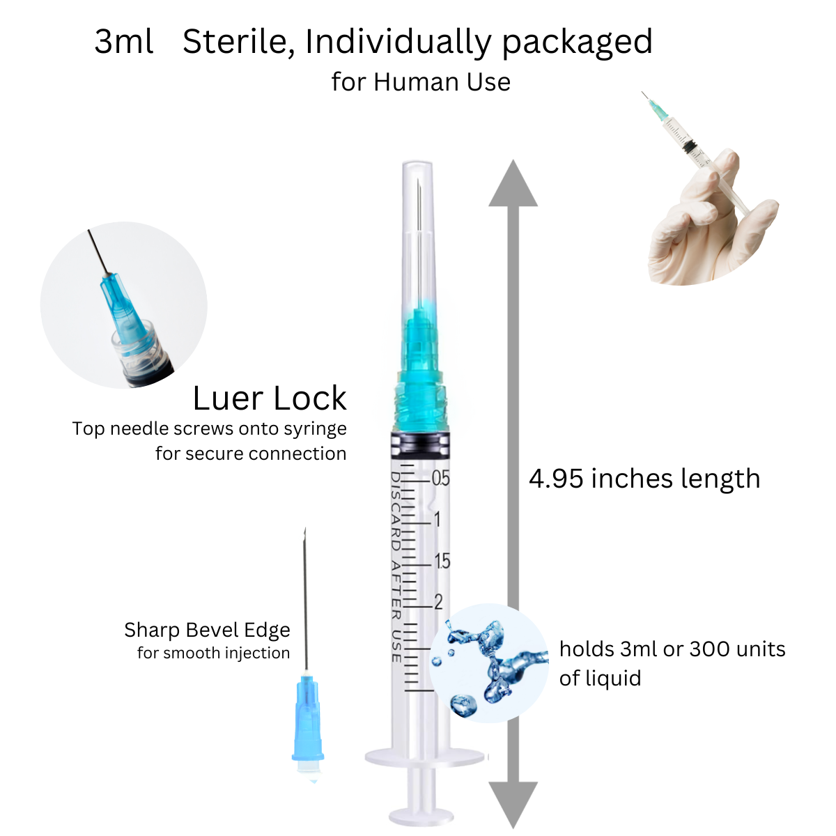 25g, 1 Needle - 3cc/3ml Syringe