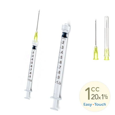 1cc, 20 Gauge x 1.5" Syringe with Needle Combo (50pk)