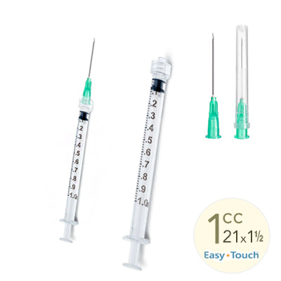 1cc, 21 Gauge x 1.5" Syringe with Needle Combo (50pk)