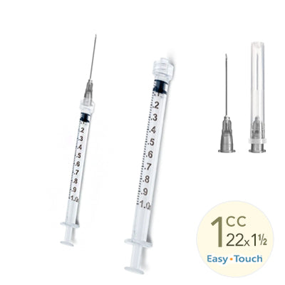 1cc, 22 Gauge x 1.5" Syringe with Needle Combo (50pk)
