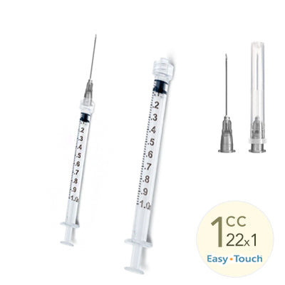 1cc, 22 Gauge x 1" Syringe with Needle Combo (50pk)