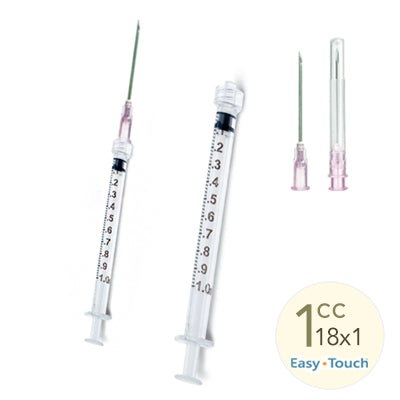 1cc, 18 Gauge x 1" Syringe with Needle Combo (50pk)