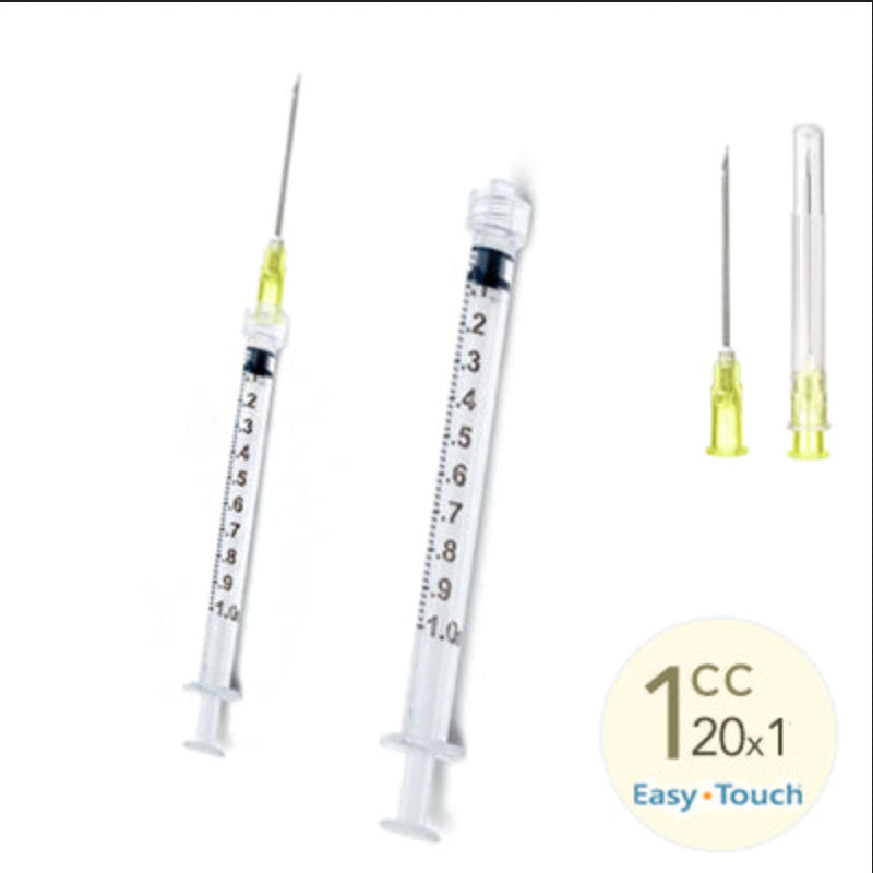 1cc, 20 Gauge x 1" Syringe with Needle Combo (50pk)