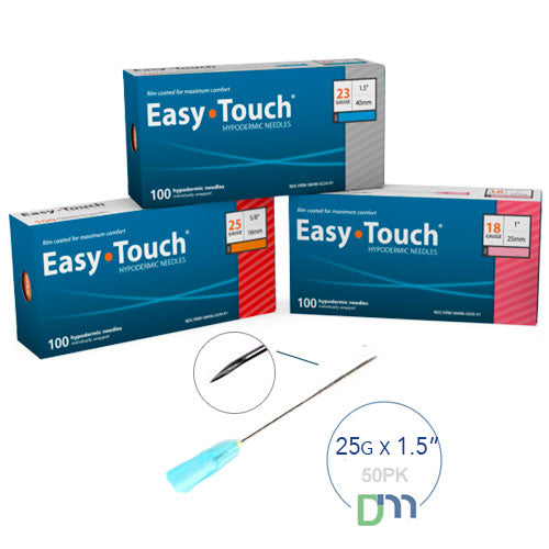 25 Gauge x 1.5" Sterile Easytouch Needle (50pk)