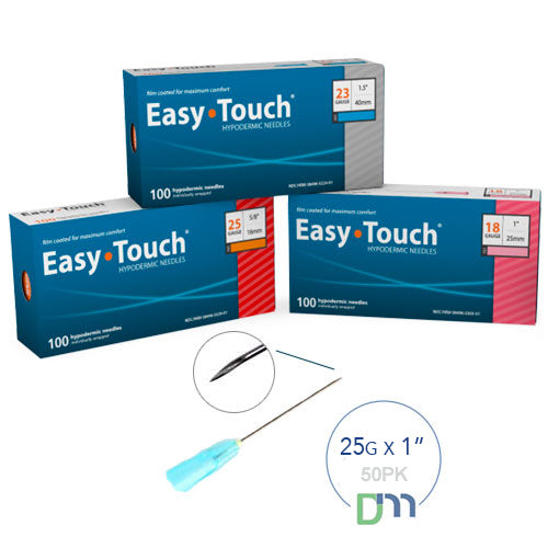 25 Gauge x 1" Sterile easytouch Needle (50pk)