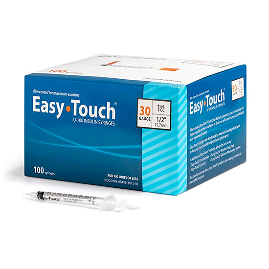 Easytouch 1cc, 30G x 1/2 (12mm)" Diabetic Syringe (100pk)