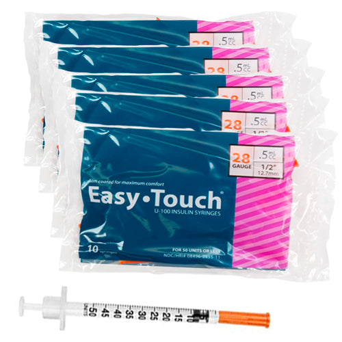 Easytouch .5cc, 28G x 1/2" Diabetic Syringe (50pk)