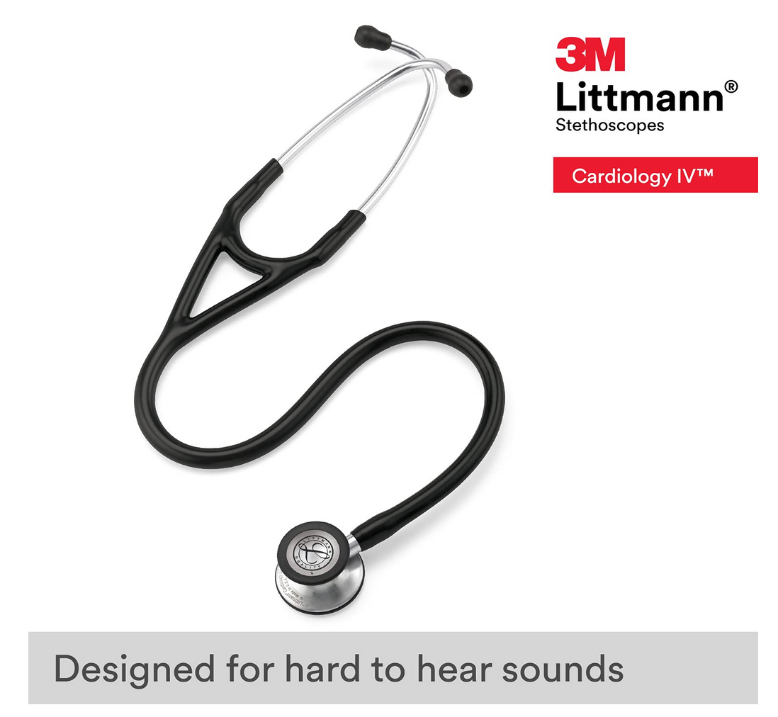 3M Littmann Stethoscope, Cardiology IV, Black Tube, Stainless Steel Chestpiece