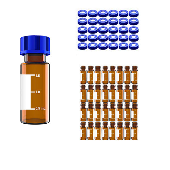 2mL Amber Autosampler, HPLC/GC Sample Vials, with Graduations (30 Vials)