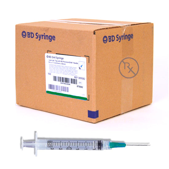 BD 3mL, 23G x 1" Luer Lock Sterile Syringe with Attached Needle (10pk)