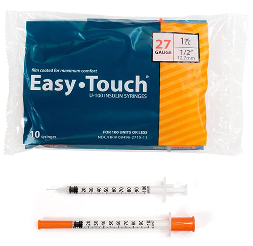 Easytouch 1cc, 27G x 1/2" Diabetic Syringe (10pk)