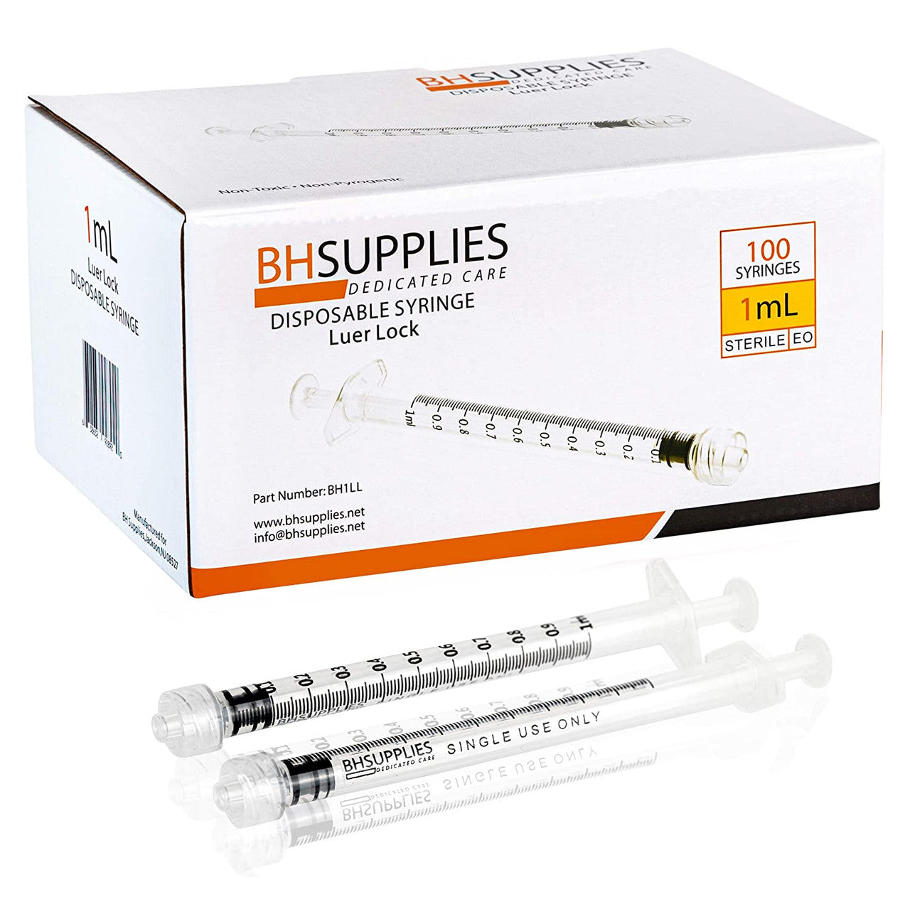 1ml Syringe Sterile with Luer Lock Tip- (No Needle) Individually Sealed - 100 Syringes