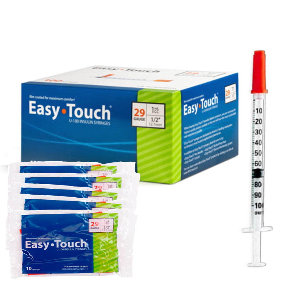 Easytouch 1cc, 29G x 1/2" (12mm) Diabetic Needle Syringe (100pk)