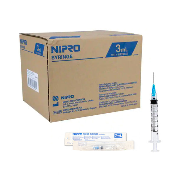 Nipro 3cc, 23G x 1" Syringe with Needle (50pk)