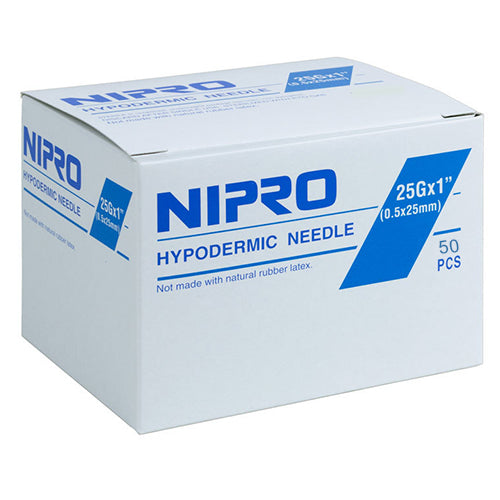 Nipro 25 Gauge x 1" Luer Lock Hypodermic Needle (50pk)