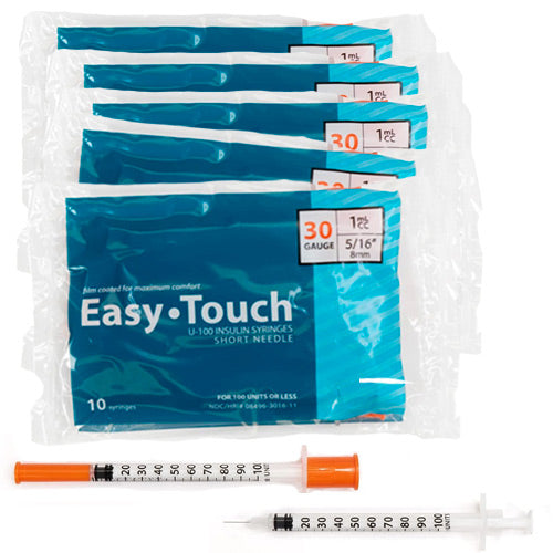 Easytouch 1cc, 30G x 5/16 (8mm)" Diabetic Syringe with Needle